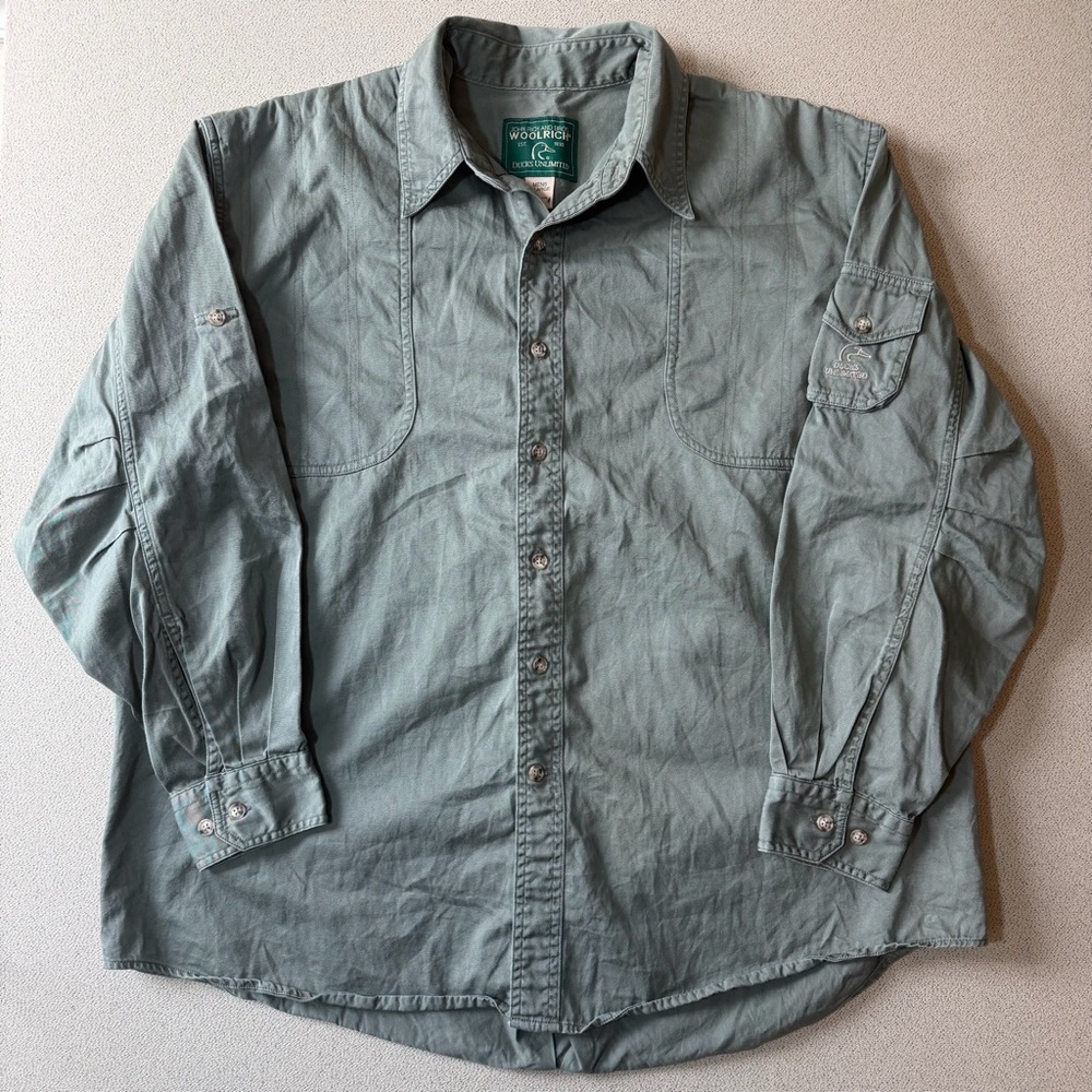 Woolrich x Ducks Unlimited Men’s XL Fieldstone Green‎ Long Sleeve Shooting Shirt